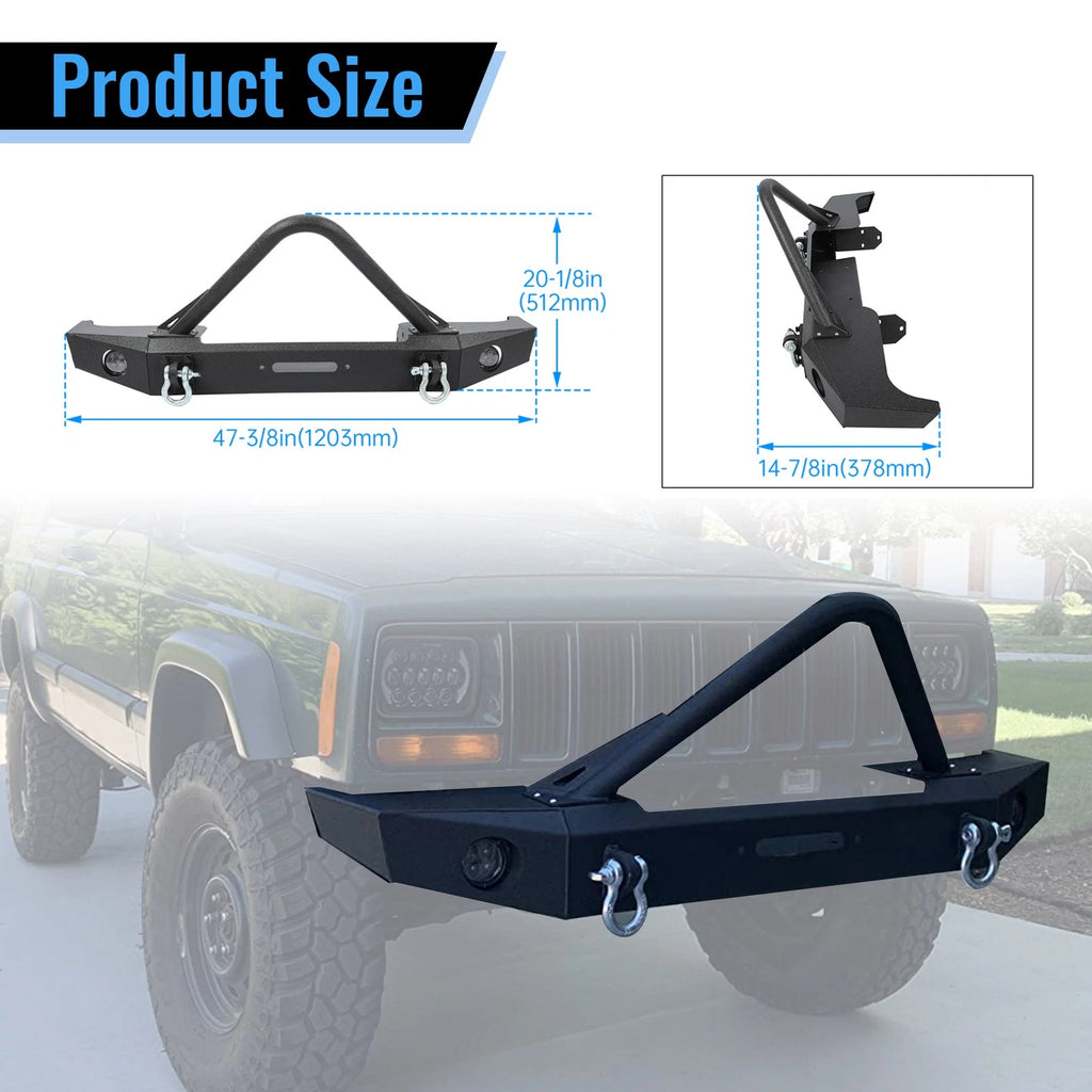 Front Stinger Bumper Assembly with Lights for Jeep Cherokee XJ (1984–2001)