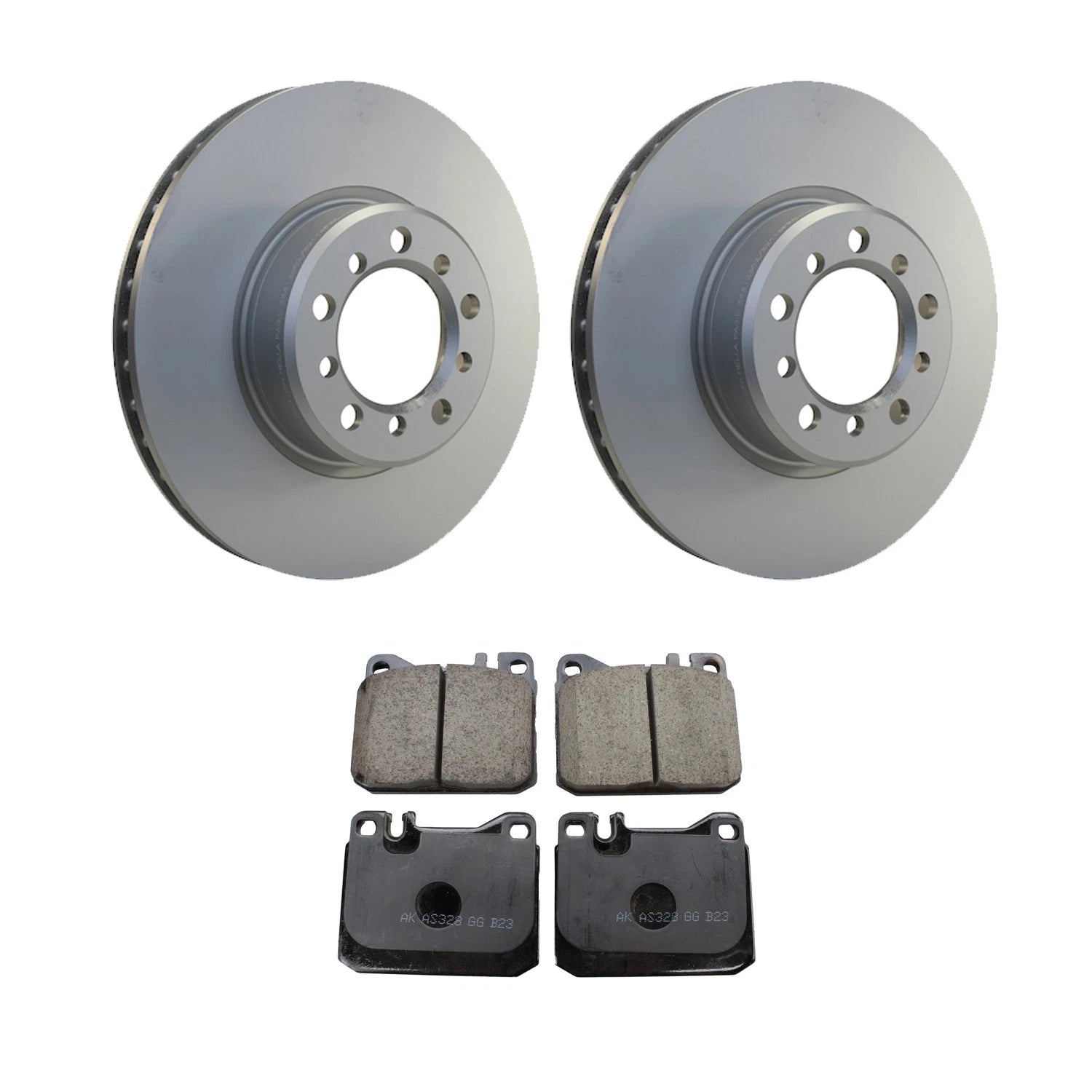 Front Rotors & Akebono EURO Ceramic Brake Pads Kit for Mercedes W126 (1981–1991)