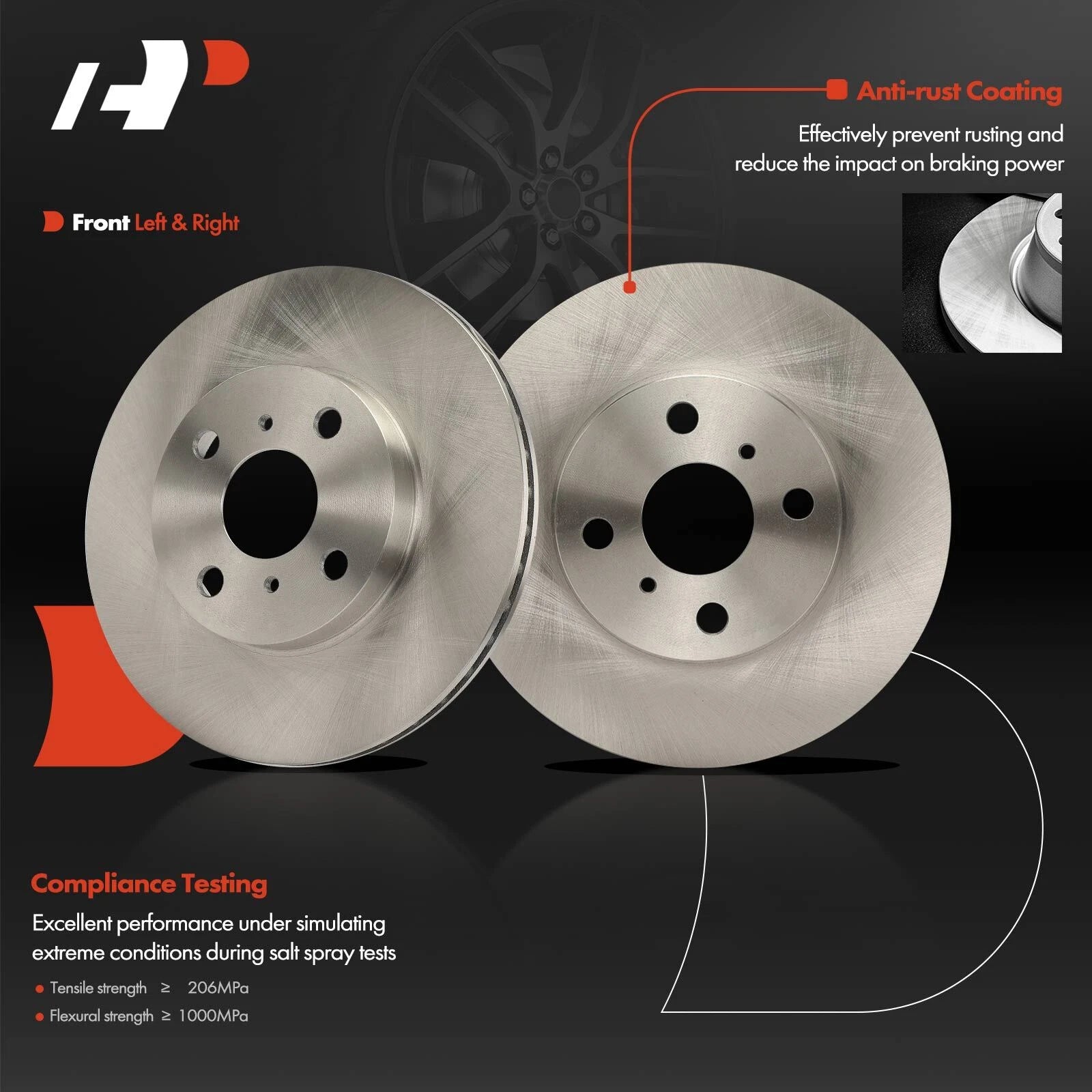 Front Disc Brake Rotors for Toyota Echo and MR2 Spyder (2000-2005)