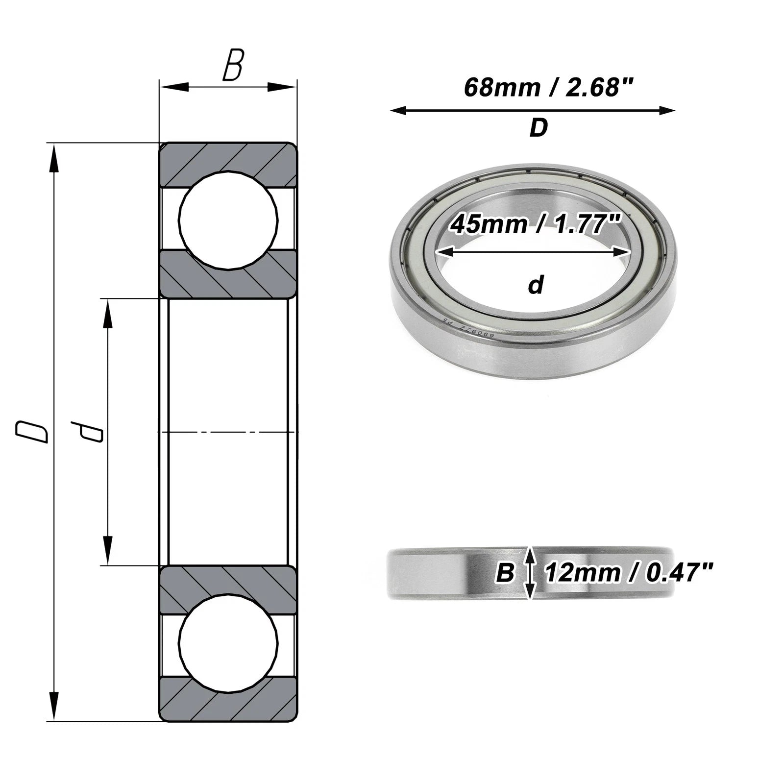 Deep Groove Ball Bearing 6909ZZ for Scooter Skateboard Wheel (P5)