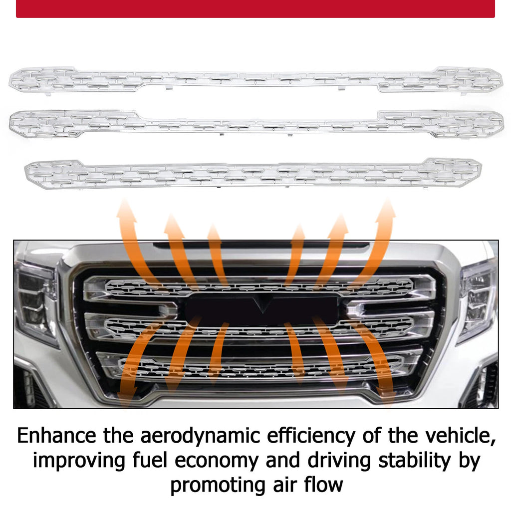 Chrome Grille Mesh Insert Overlay for GMC Sierra 1500 SLT (2019–2022)