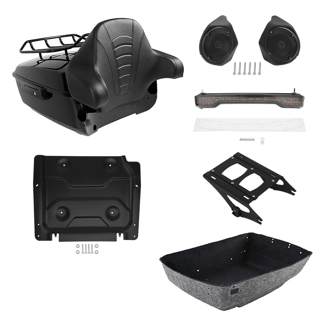 Trunk Backrest Mount Rack Tail Light Speakers for Harley Touring (2014–2026)