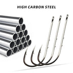 100pcs Double Barb Surf Fishing Hooks Long Shank Saltwater Silver