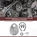 Polished Aluminum Timing Chain Cover Kit with Gaskets & Bolts for Chevy 
