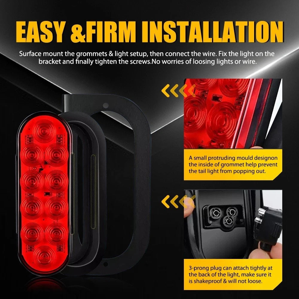 2X 6" Oval LED Trailer Lights for Truck (DOT Approved)