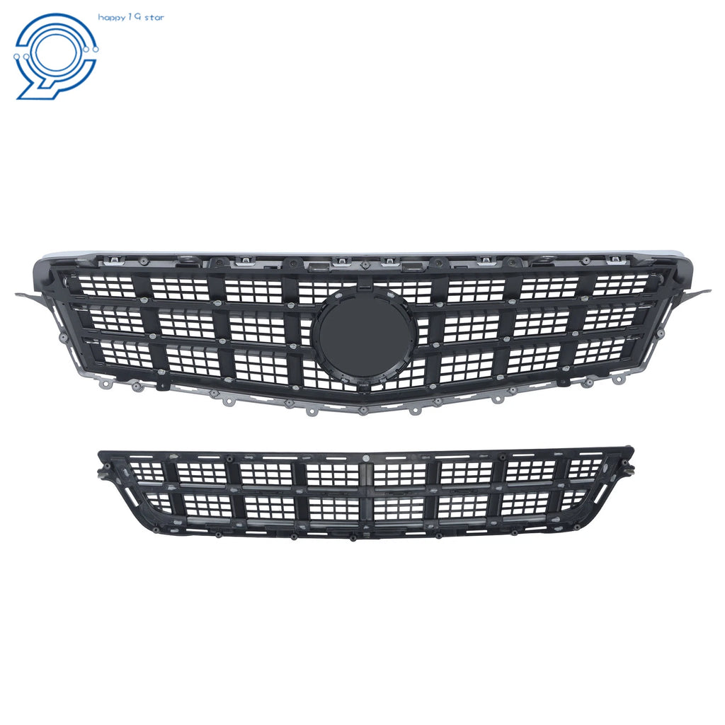 Set of 2 Matte Chrome Front Upper and Lower Grilles for Cadillac ATS (2013–2014)