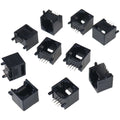 10PCS RJ45 8P8C Female Network Socket for PCB Mounting Grey Black