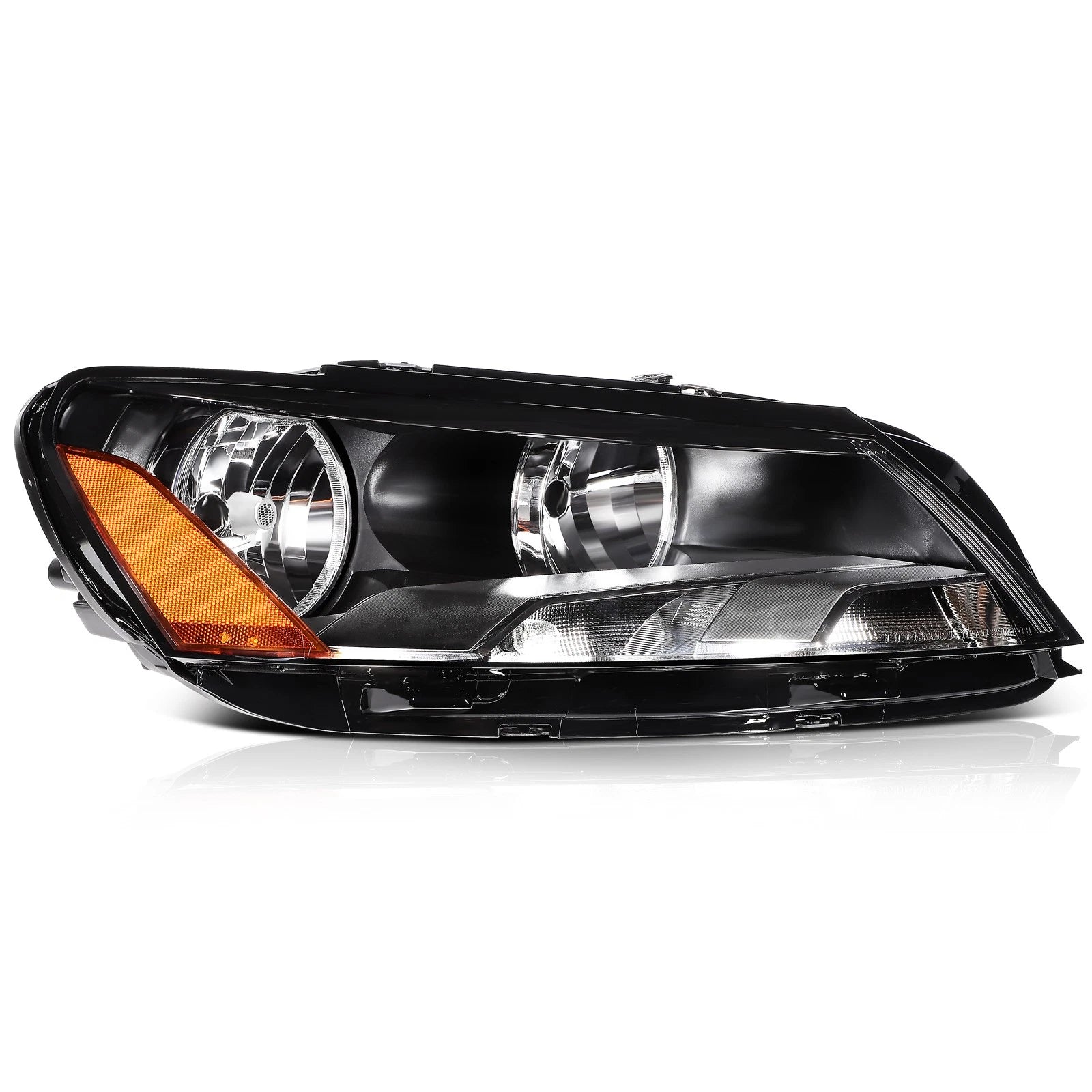 Headlight Assembly for Volkswagen Passat (2012–2015) Black Housing Left+Right