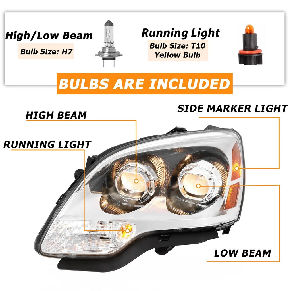 Projector Headlights for GMC Acadia (2007-2012) Left+Right Clear