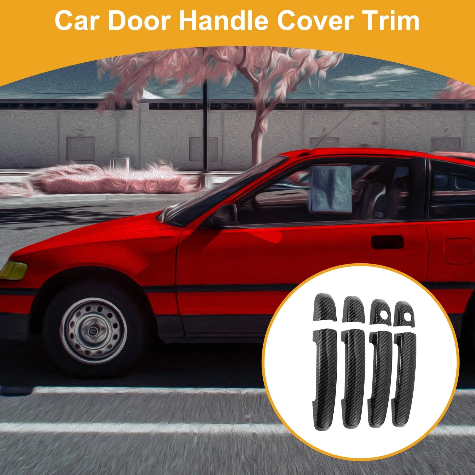 Car Door Handle Cover Trim for Suzuki Swift (2005–2017) Carbon Fiber Black