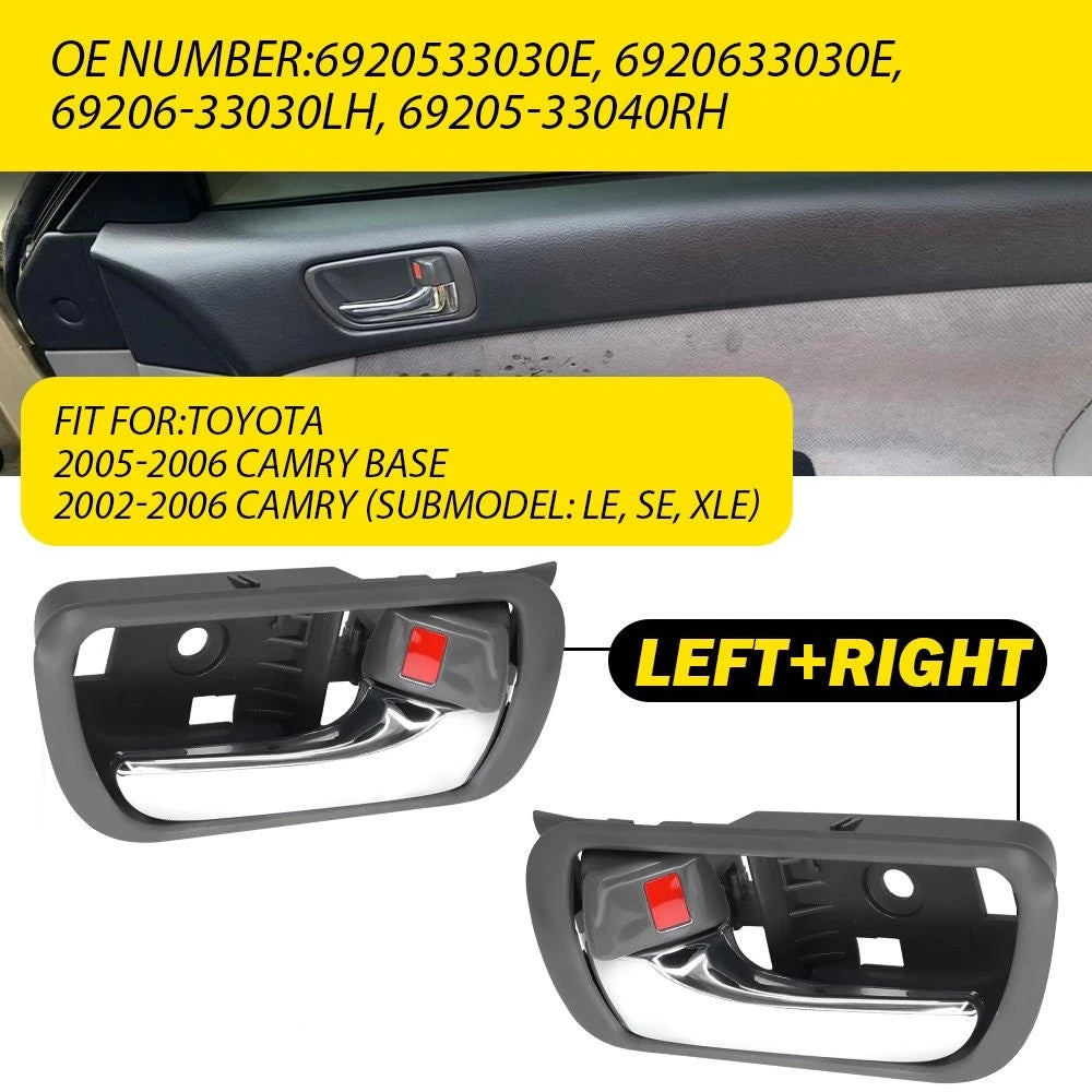 Set of 2 Chrome Inner Door Handles for Toyota Camry (2002–2006)