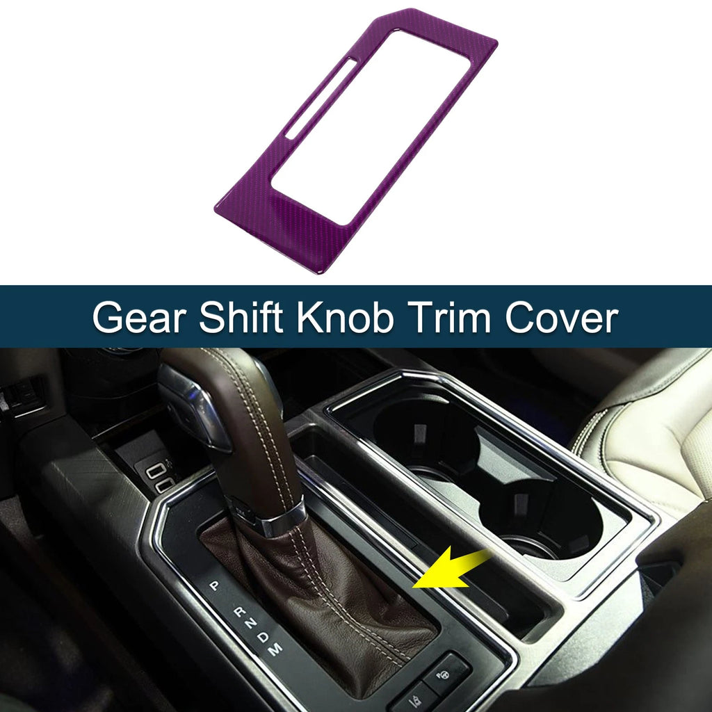 ABS Gear Shift Knob Cover Sticker for Ford F150 (2015–2020) Carbon Fiber Purple