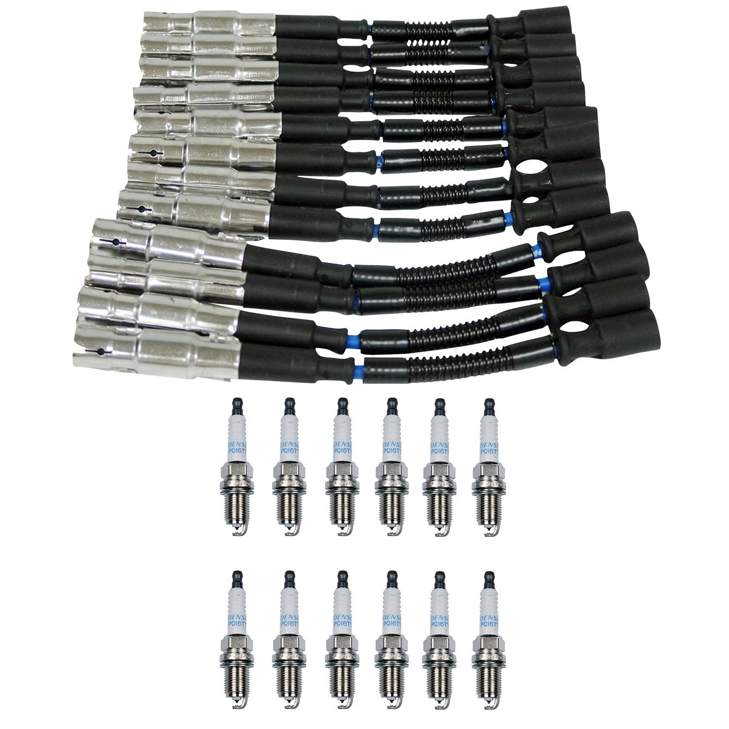 NGK Wire Set & Denso 12 Platinum TT Spark Plugs for Benz W210 E320 (1996–2002)