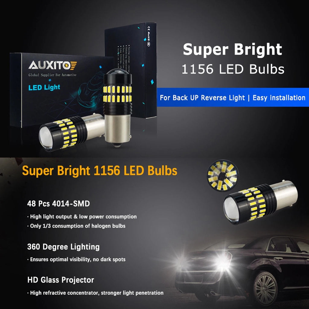 4X BA15S 1156 P21W 7506 Reverse Backup Light LED Bulb for AUXITO