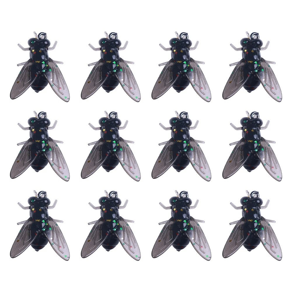 12pcs Silicone Housefly Lure Set for Trout Fishing