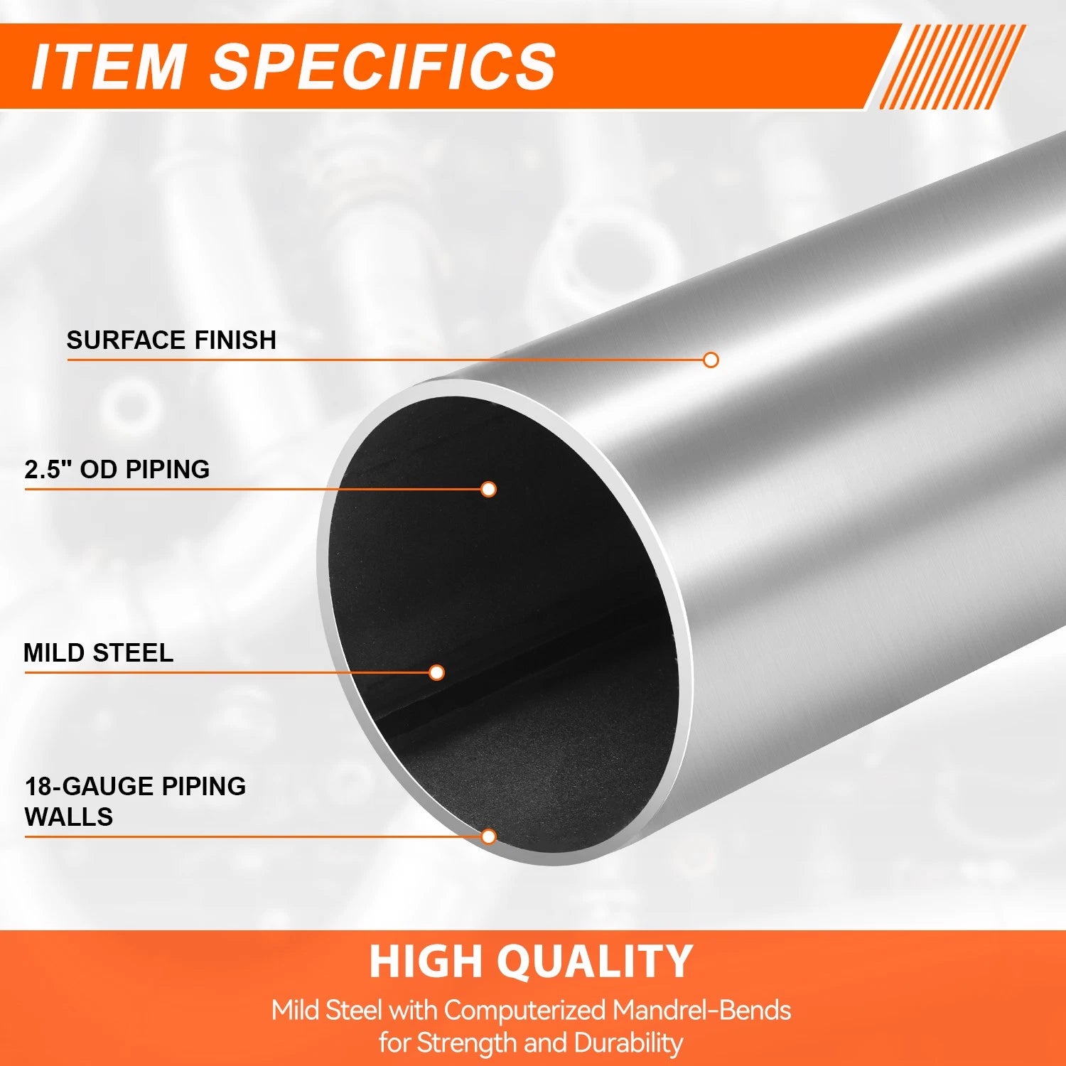 24" Straight & V-Bend Connecting Pipe Kit for Mild Steel (Fits )