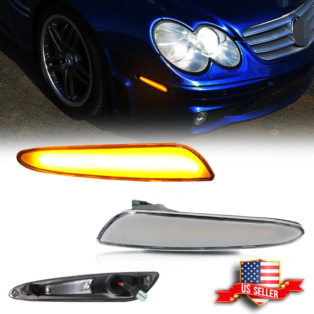 LED Amber Front Bumper Side Marker Lights for Benz W211 E-Class (2003–2006)