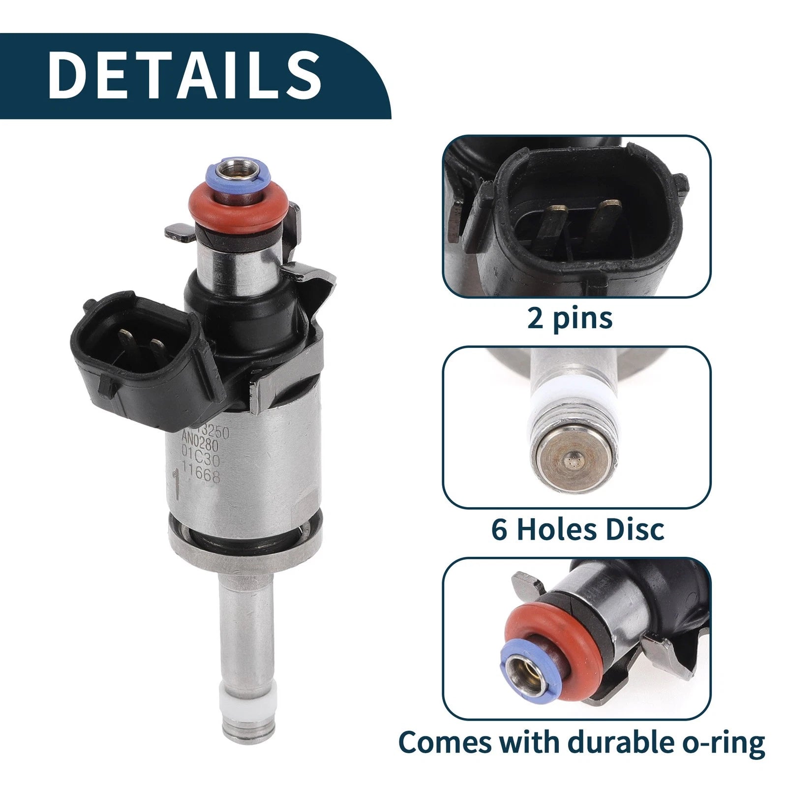 Fuel Injector No.P50113250A for Mazda 2 2.0 (2017) 1 Pc Black