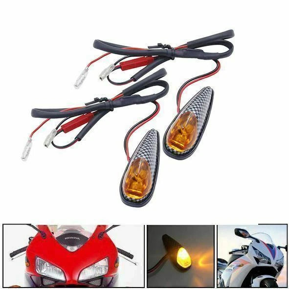 2X Carbon Turn Signal Blinker Indicator Light for Motor (Yellow)