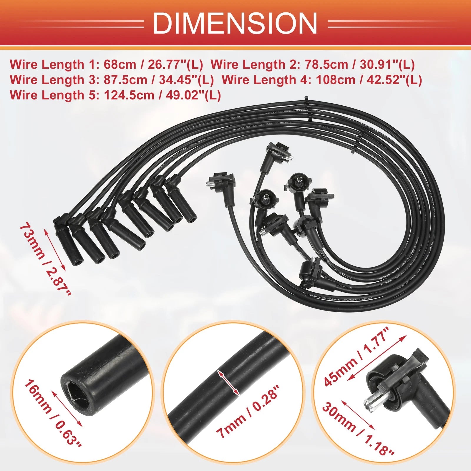 8 Pcs Spark Plug Wire Ignition Coil Cable for Ford Explorer, Mercury 5.0L (1991–2001)