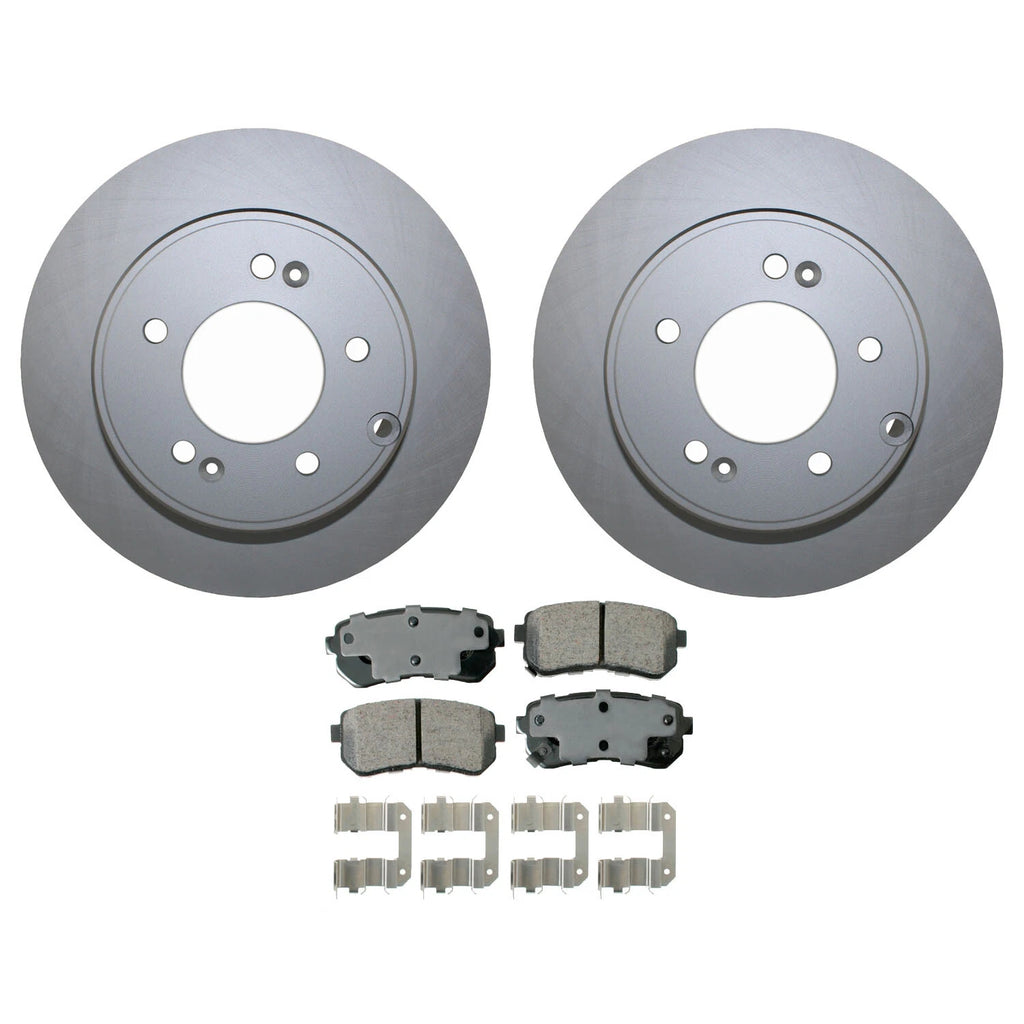 Rear Brake Kit Set of 4 Disc Rotors & Ceramic Pads for Hyundai Kia