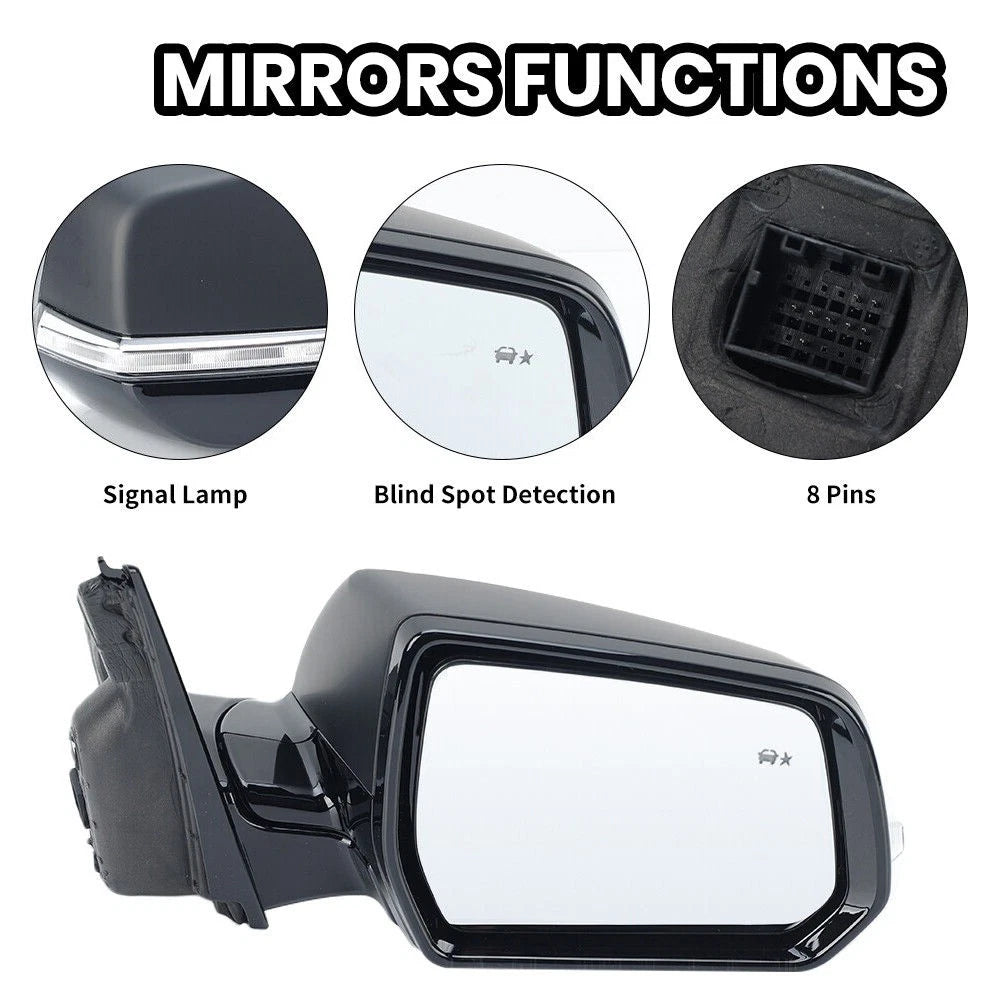 Side Mirror for Chevy Traverse (2018–2019) W/ Blind Spot, Turn Signal, 8 Pin