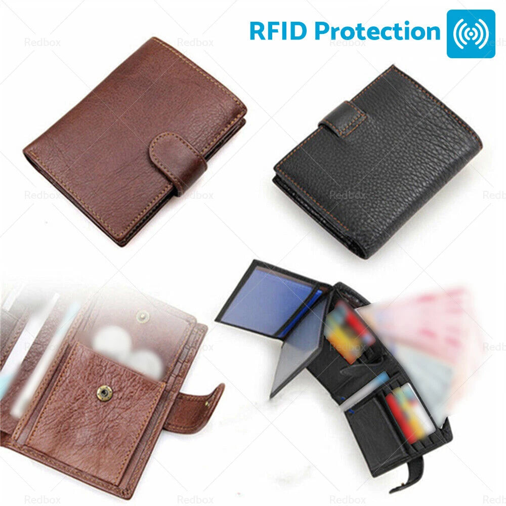 RFID Blocking Leather Wallet for Men (Trifold Credit Card Holder)