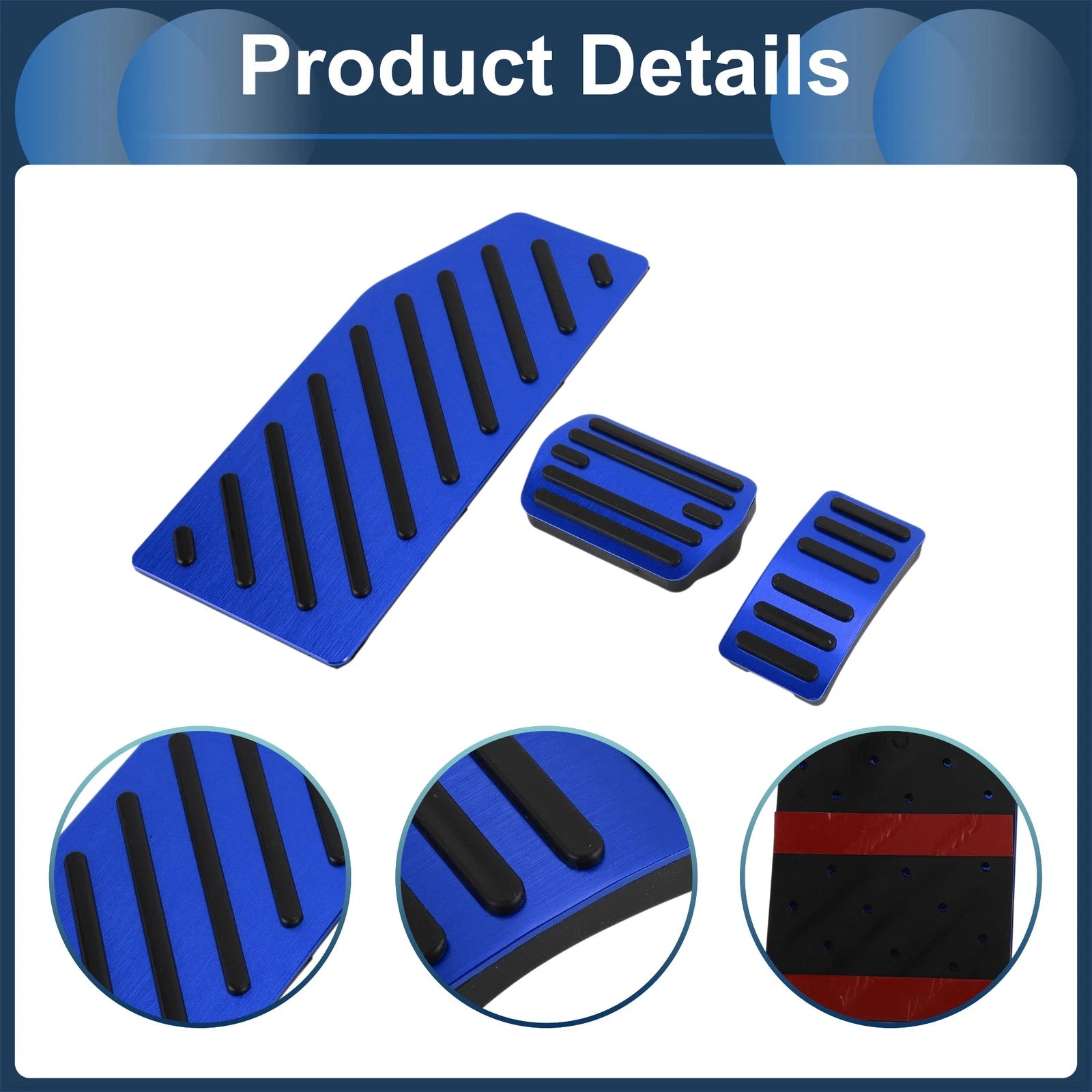 3 Pcs Automatic Foot Accelerator Pedal Covers for Ford Edge (2023) Blue