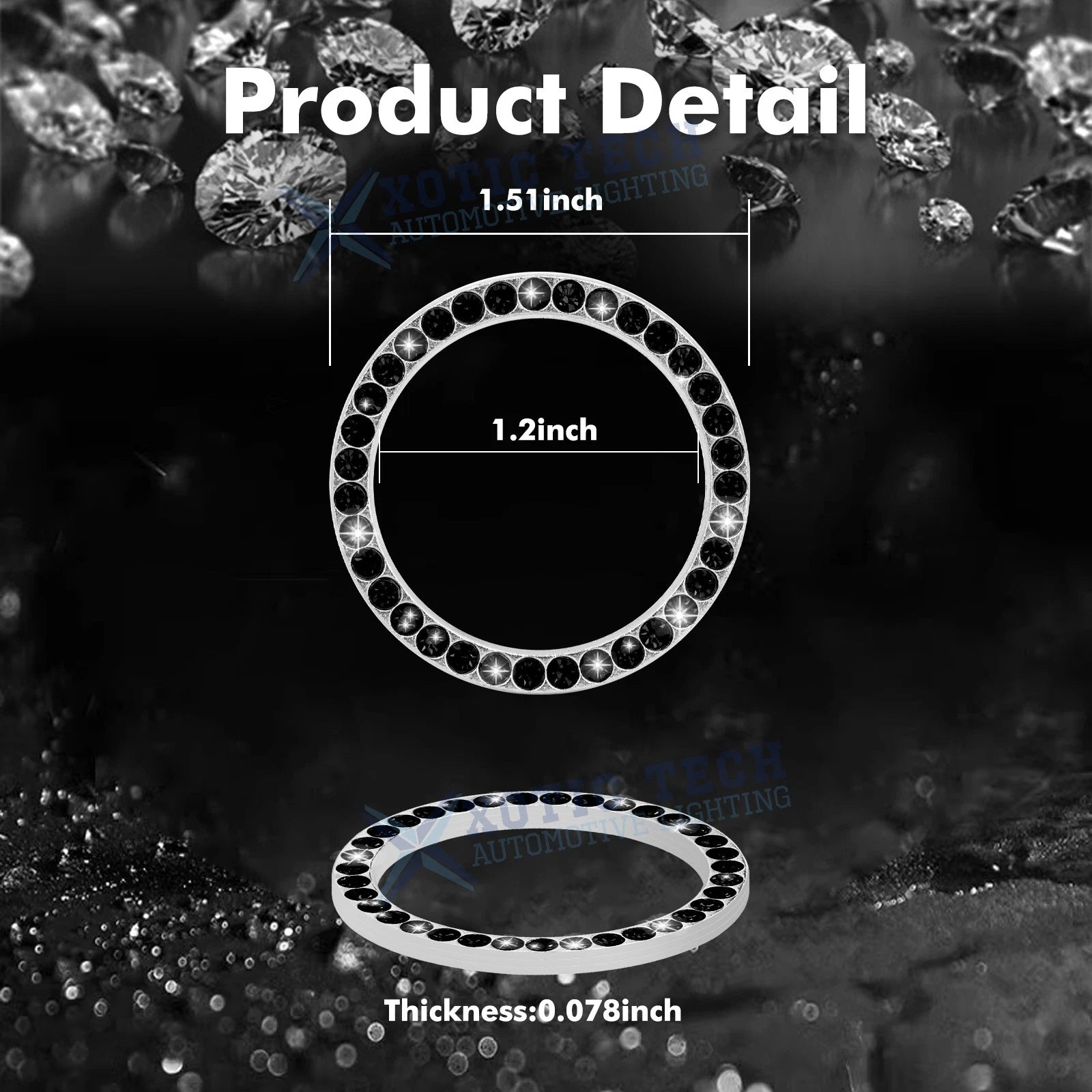 Shiny Black Diamond Car Air Vent Outlet Headrest Hook Bling Interior Decor Kit for Universal (2000-2025)