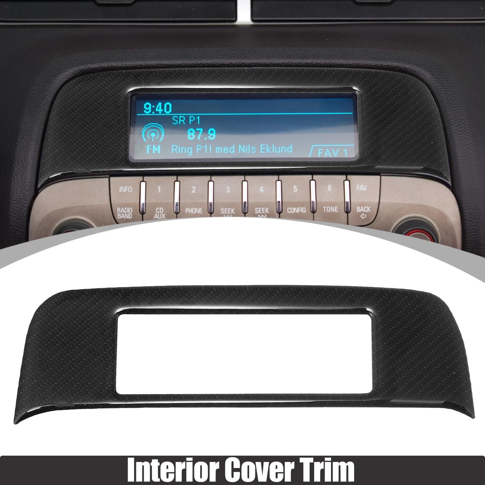 Black Carbon Fiber CD Panel Sticker Trim for Chevrolet Camaro (2010–2015)