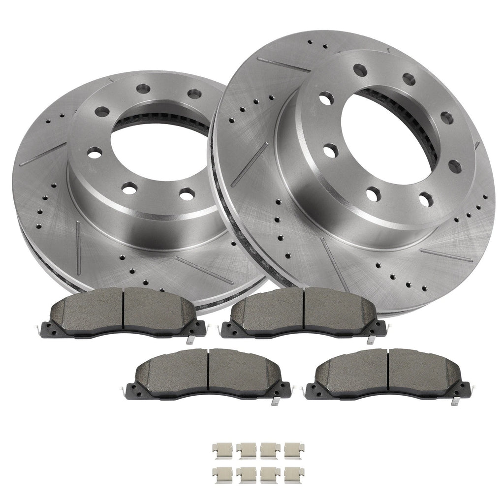 Front Drilled Rotors + Brake Pads for RAM 2500 (2011–2018)