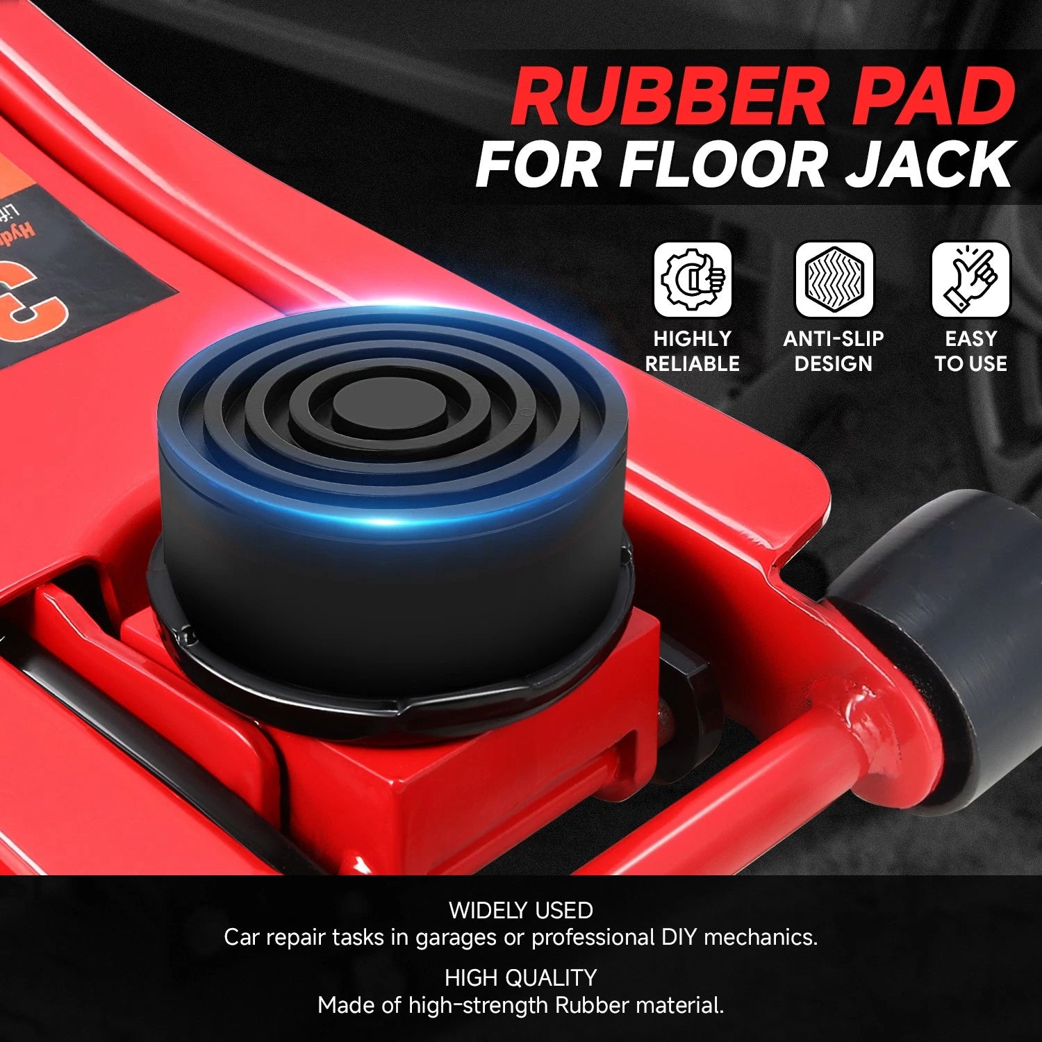 Set of 2 Rubber Pad Adapters for Floor Jack Protection (Universal)