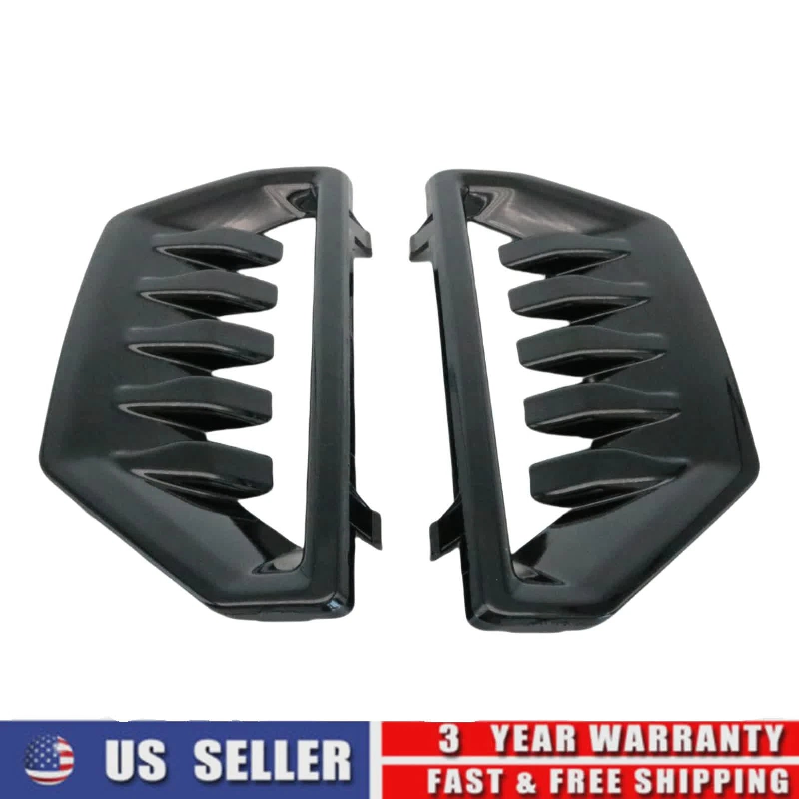 2X Front Poly Acrylic Bumper Grille Cover Air Duct for GMC Sierra 1500 (2022–2025)