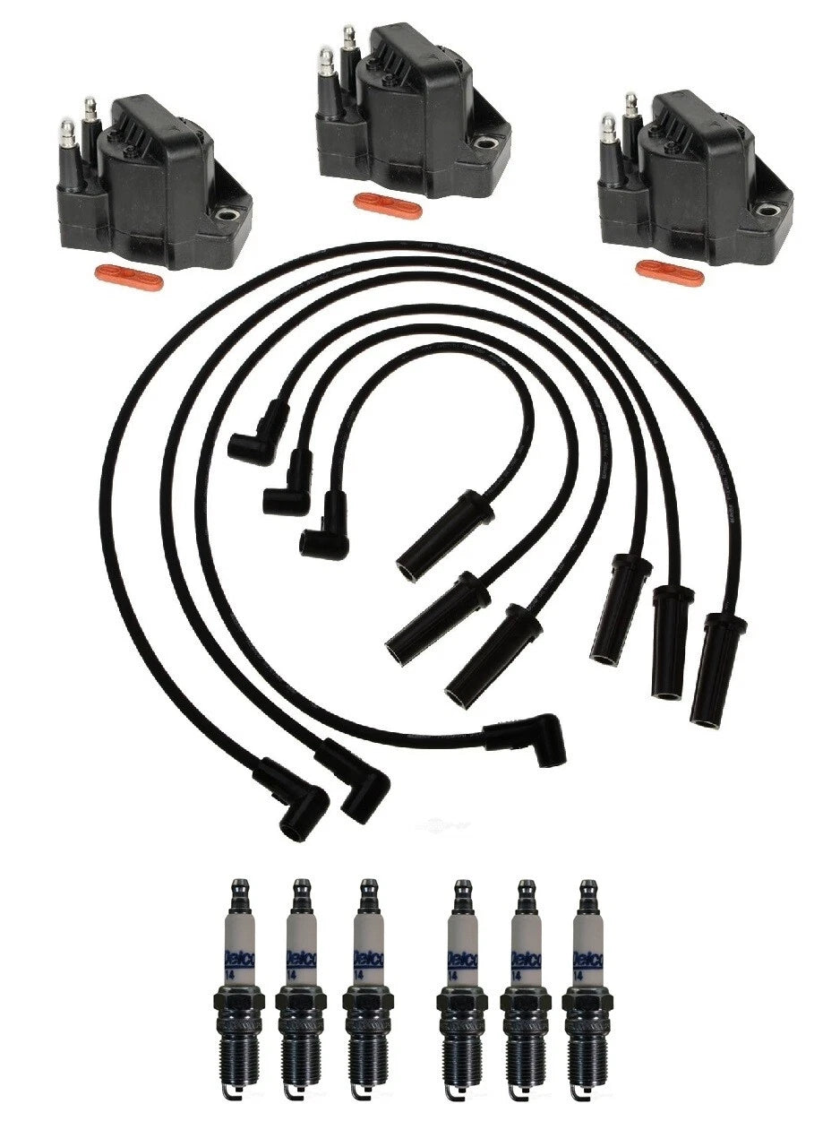 3 Ignition Coils & 6 Spark Plugs Kit for Oldsmobile Pontiac Buick (V6)