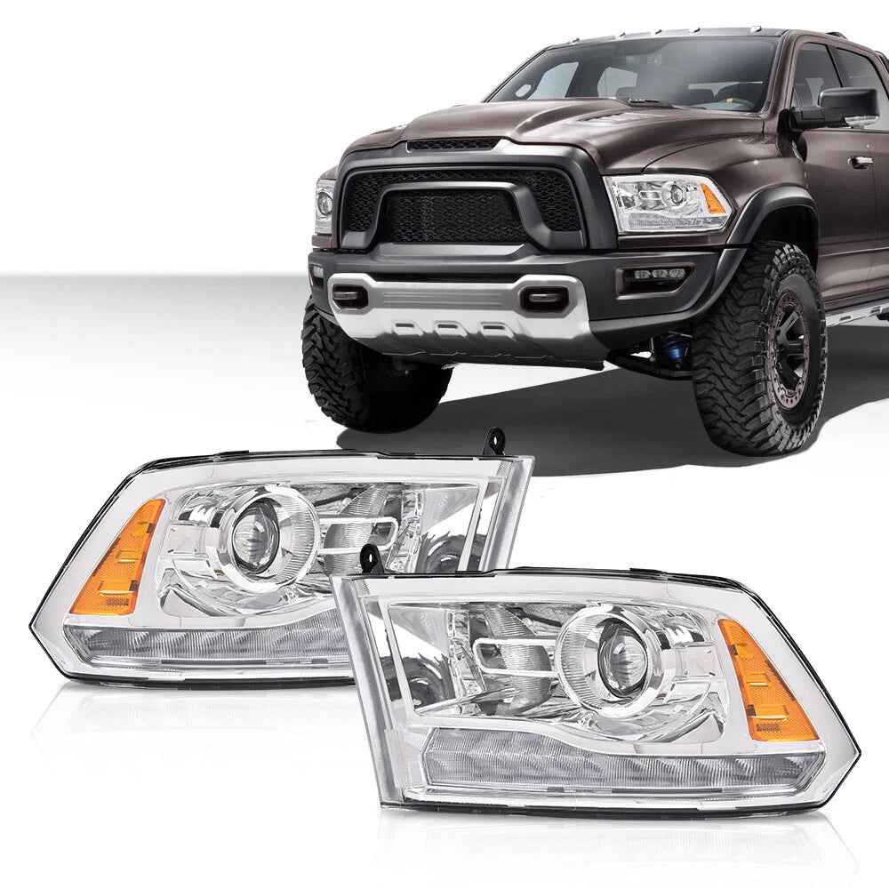 Chrome Projector Headlights with LED DRL for Dodge Ram 1500 2500 3500