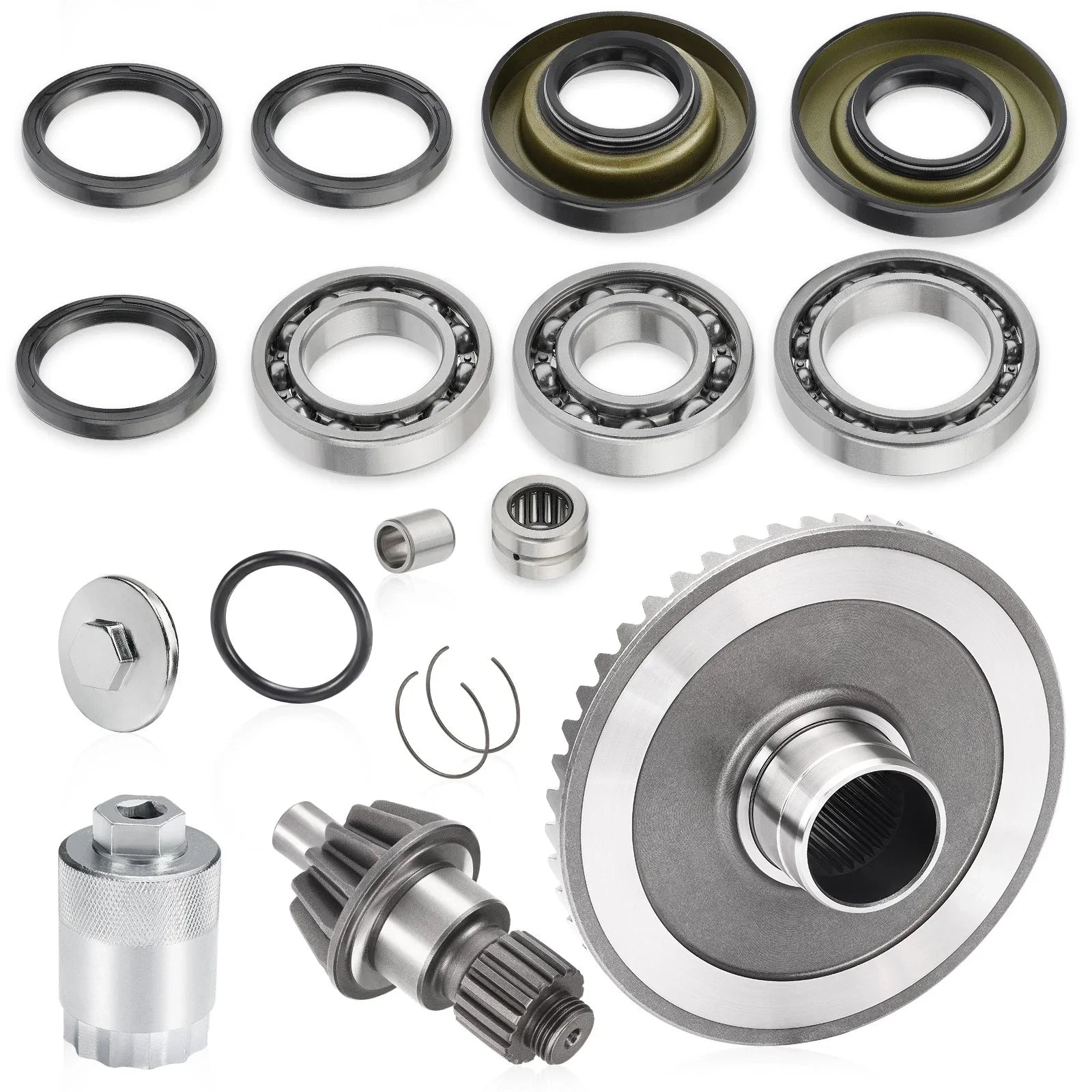 Rear Differential Rebuild Gears Kit Nut Tool for Honda Recon 250