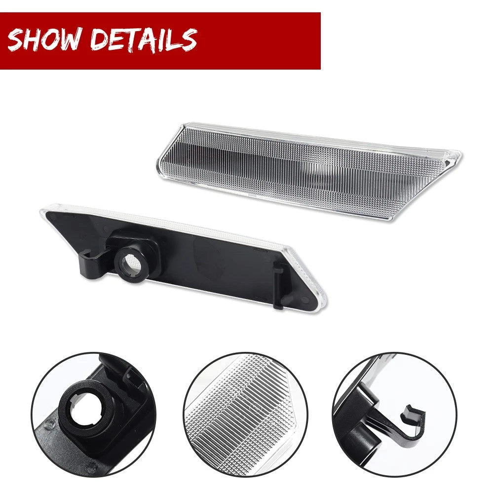 2X Clear Lens Front Side Marker Lights for Porsche 911 (2005–2012)
