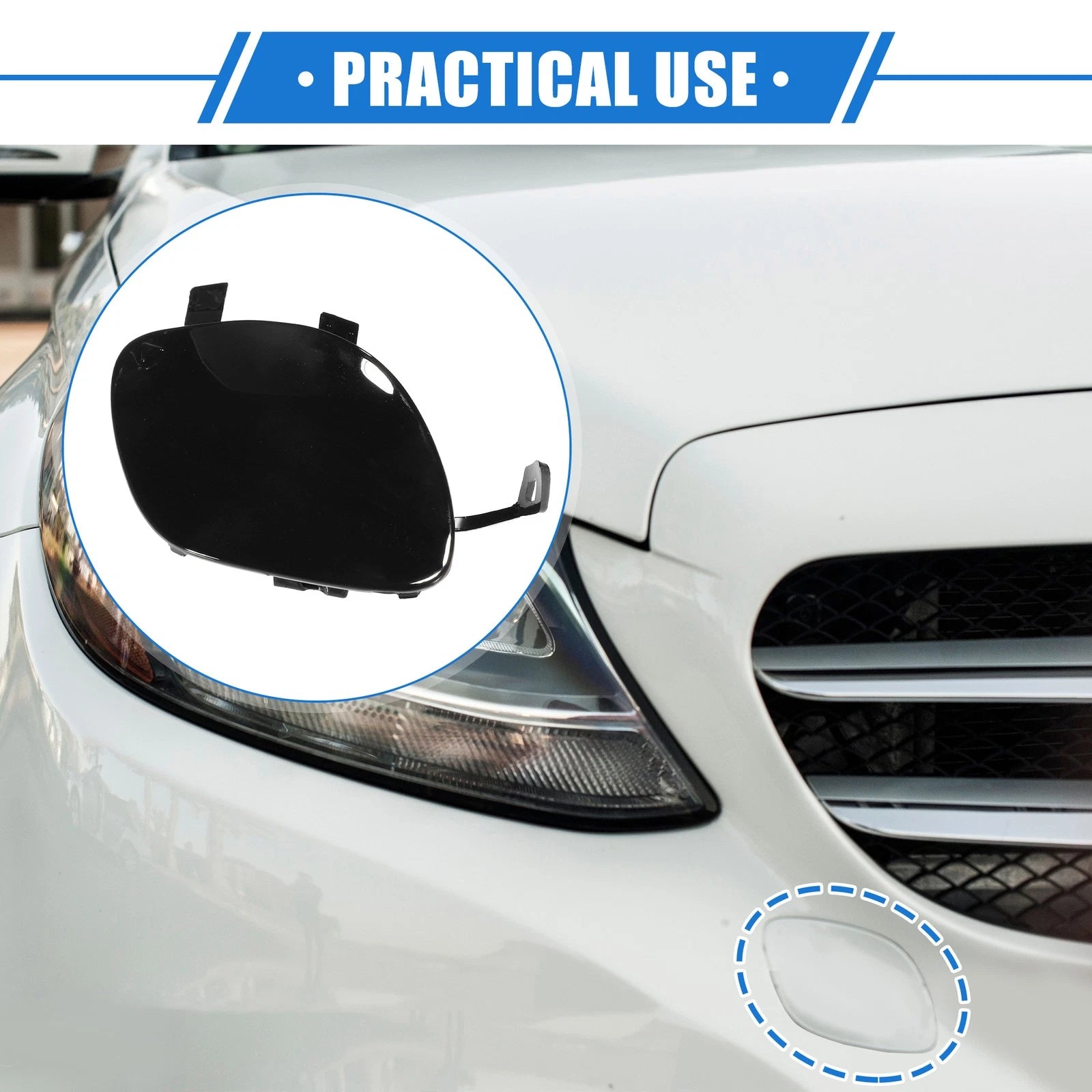 Tow Hook Eye Hole Cover for Mercedes-Benz E450 (2019–2020) Black