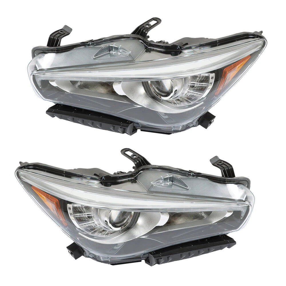 Set of 2 Chrome LED Headlight Headlamps for Infiniti Q50 (2014â2017)