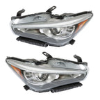 Set of 2 Chrome LED Headlight Headlamps for Infiniti Q50 (2014â2017)