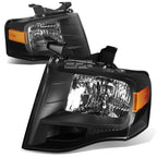 Pair of Black Housing Amber Side Headlights for Ford Expedition (2007–2014)