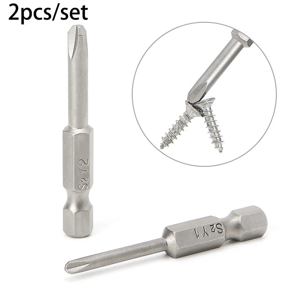 2X 50mm Screwdriver Bits 1/4" Hex Shank for Automotive Tools