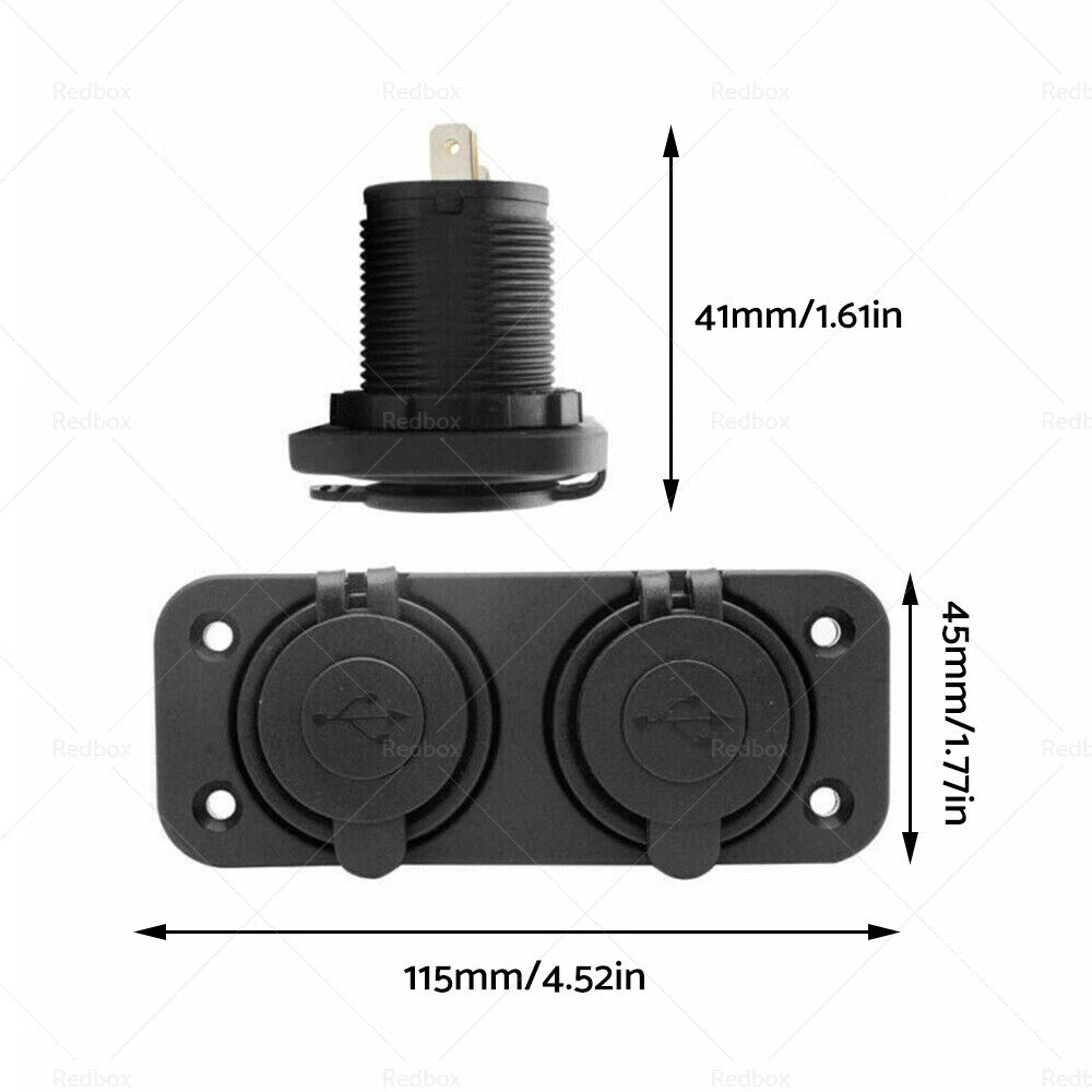 Dual USB Port Charger for Car Boat Marine (12V)