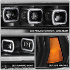 Black Amber LED Sequential Chasing Projector Headlights for Ram 2500 3500 (2019–2024)