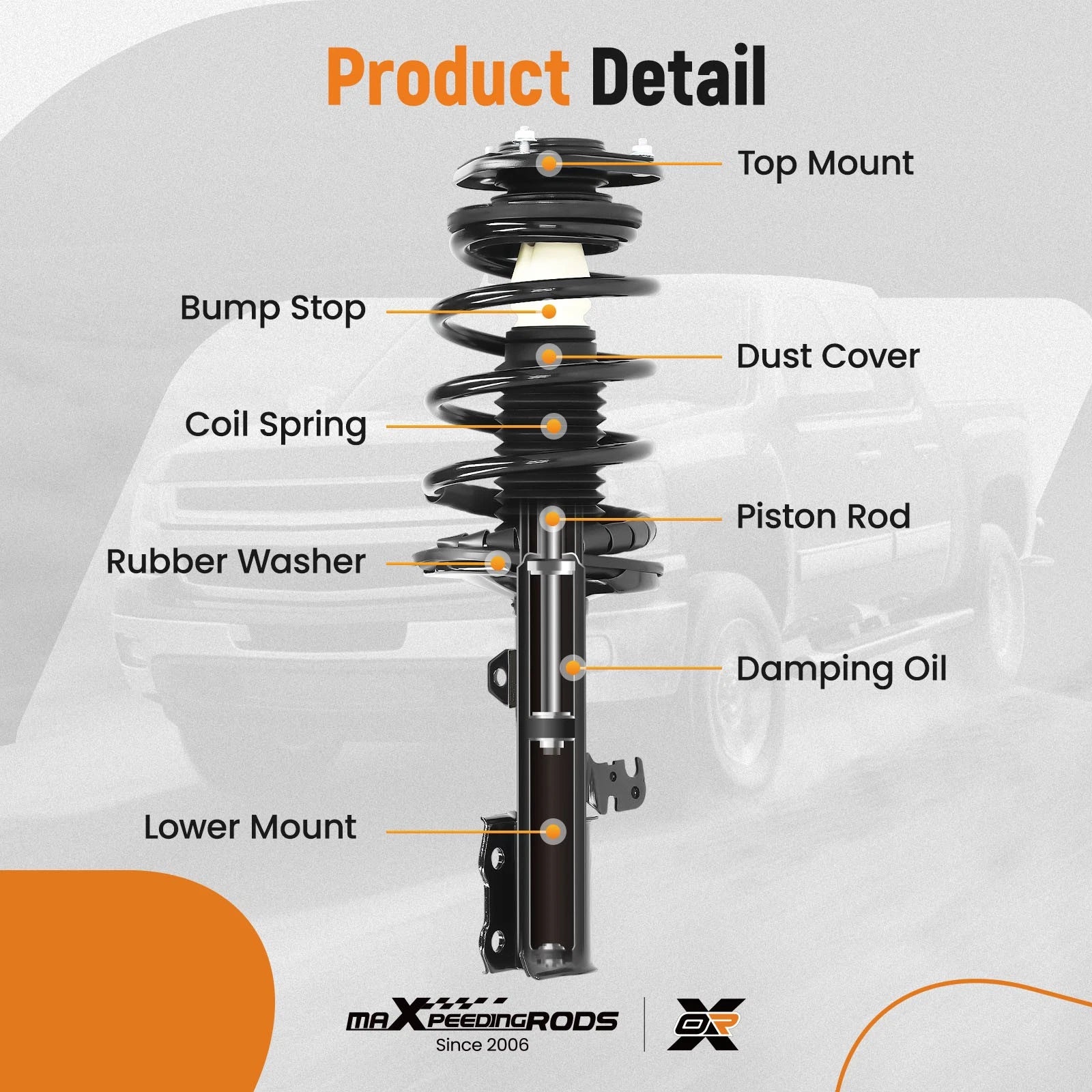 Front Struts w/Coil Spring for Toyota Corolla (2003–2008)