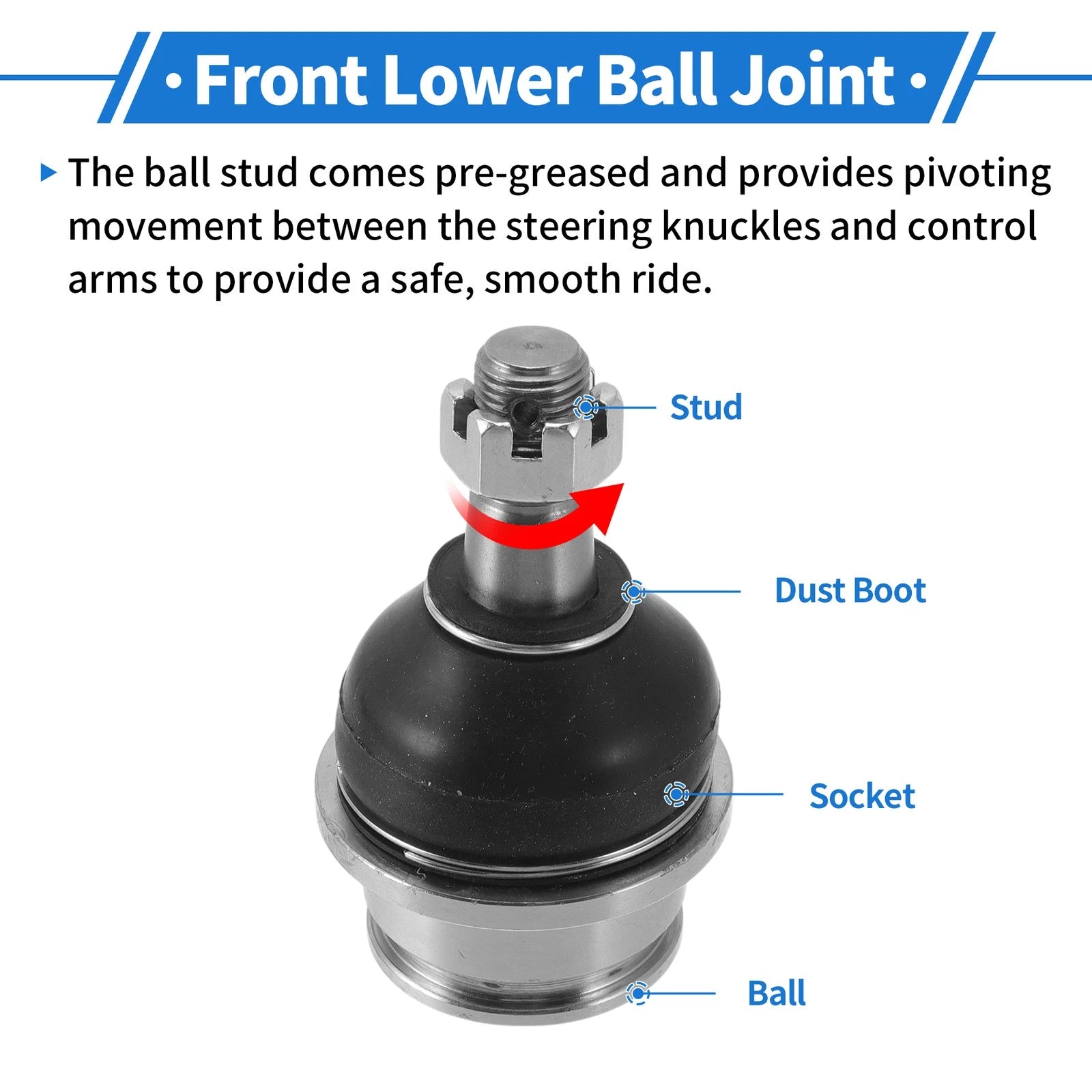 2X Front Lower Ball Joints for Toyota Tacoma (2005–2022) No. 4333009510