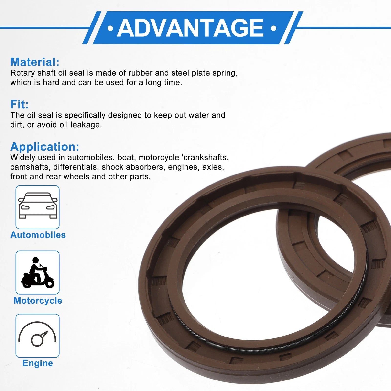 2X Oil Seal Rotary Shaft Seal for Various Models (50x72x7mm) FKM Rubber