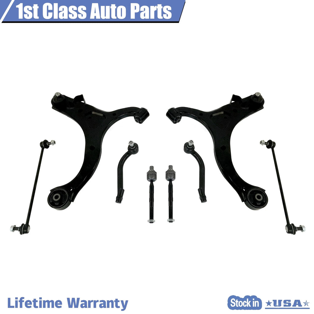 Set of 8 Front Control Arms Tie Rods for Hyundai Santa Fe Sorento (2007–2013)