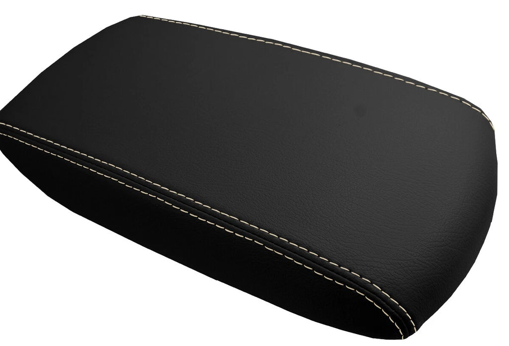 Leather Console Lid Armrest Cover for Toyota RAV4 (2013–2018) Beige Stitch