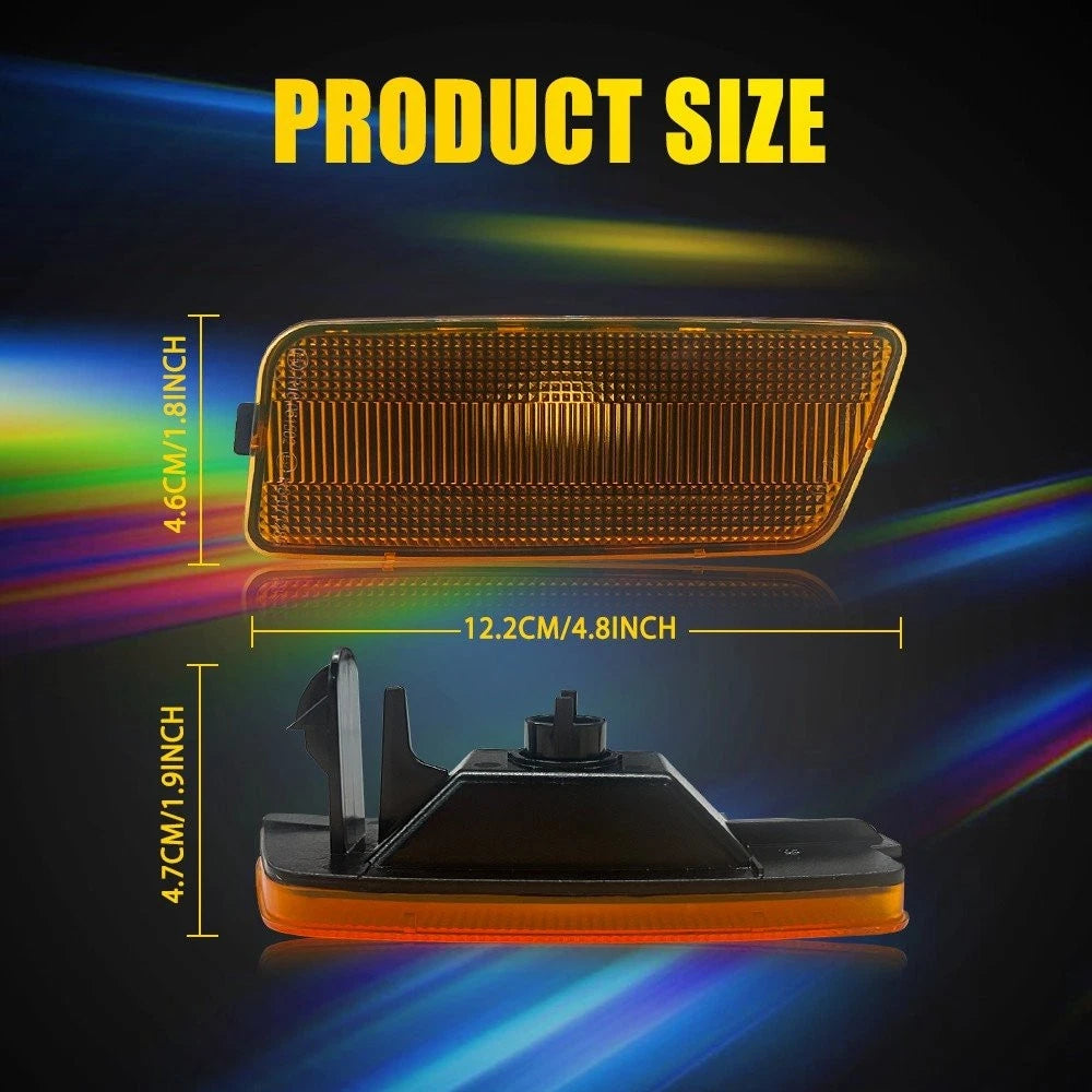 2X Amber Lens Front Bumper Side Marker Lights for VW MK6 Golf GTI (2010–2014)